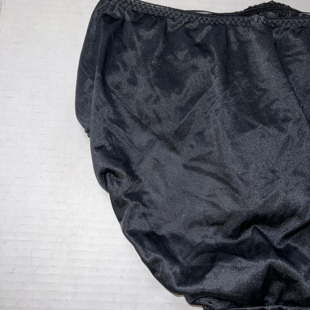 VINTAGE WACOAL 84202 Black LACE TRIM BRIEFS PANTIES SZ L LIQUID SATIN - Picture 12 of 16